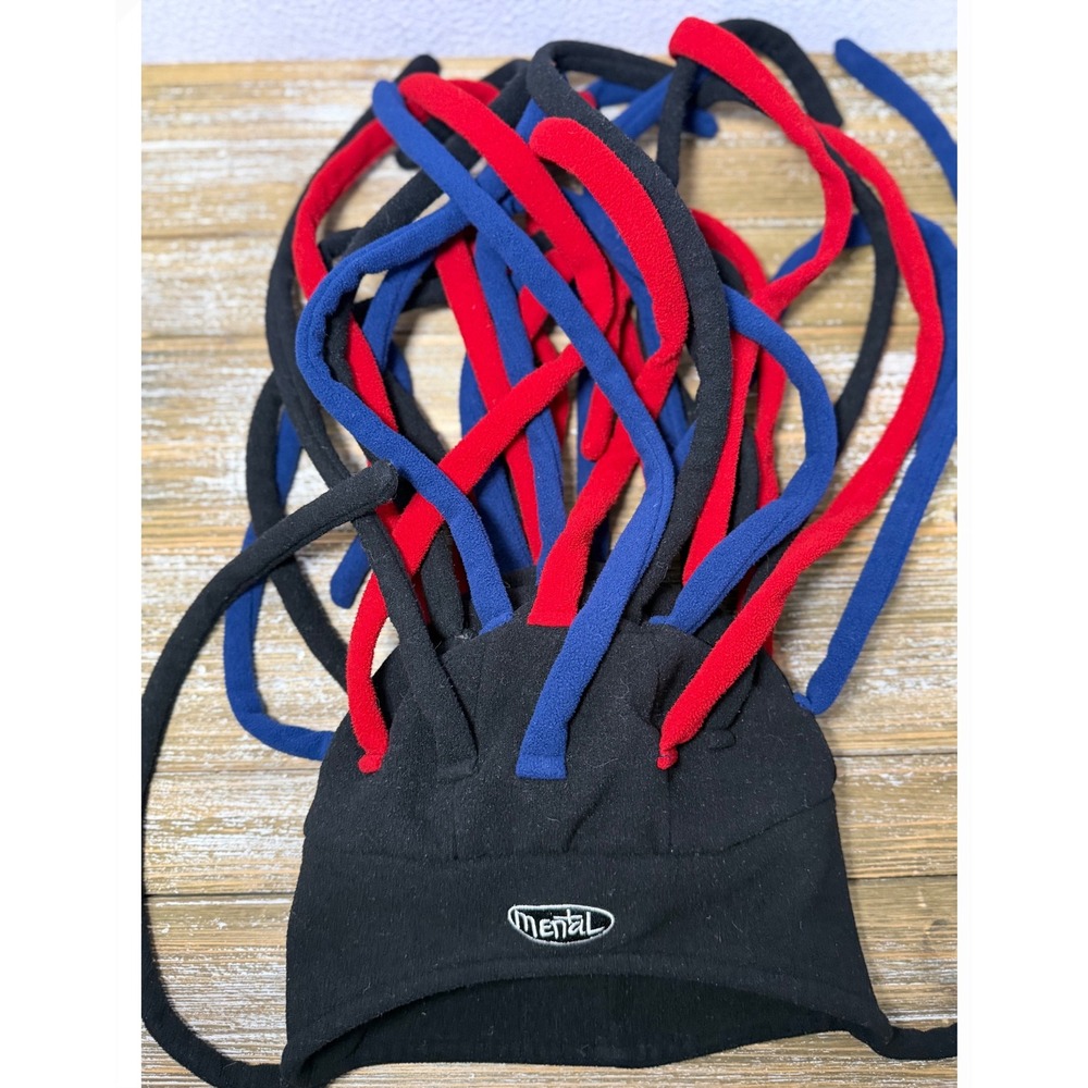 Y2K Mental Gear Fleece Noodle Tentacle Beanie Hat Black Red Blue OneSize Vintage